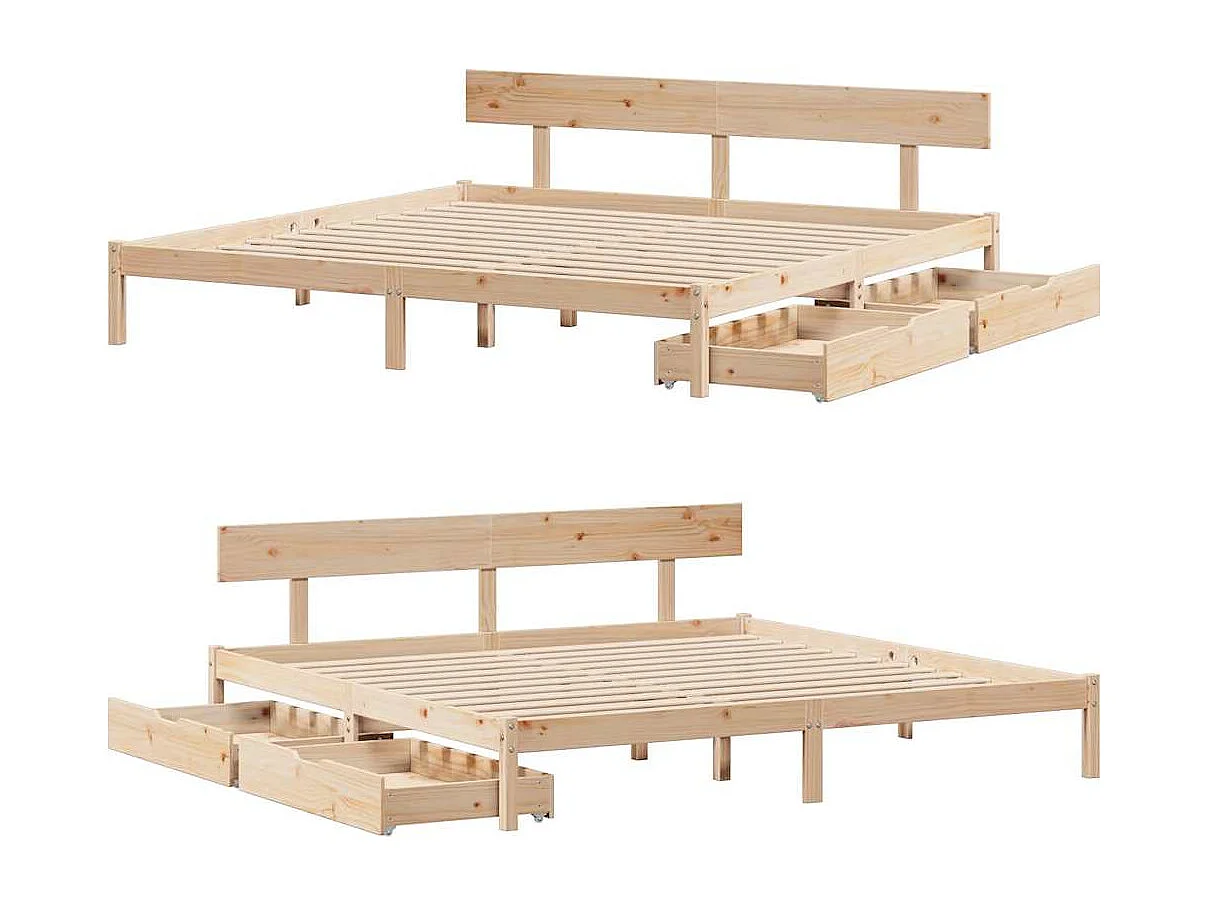 Estructura de cama sin colchón 180x200 cm madera maciza de pino