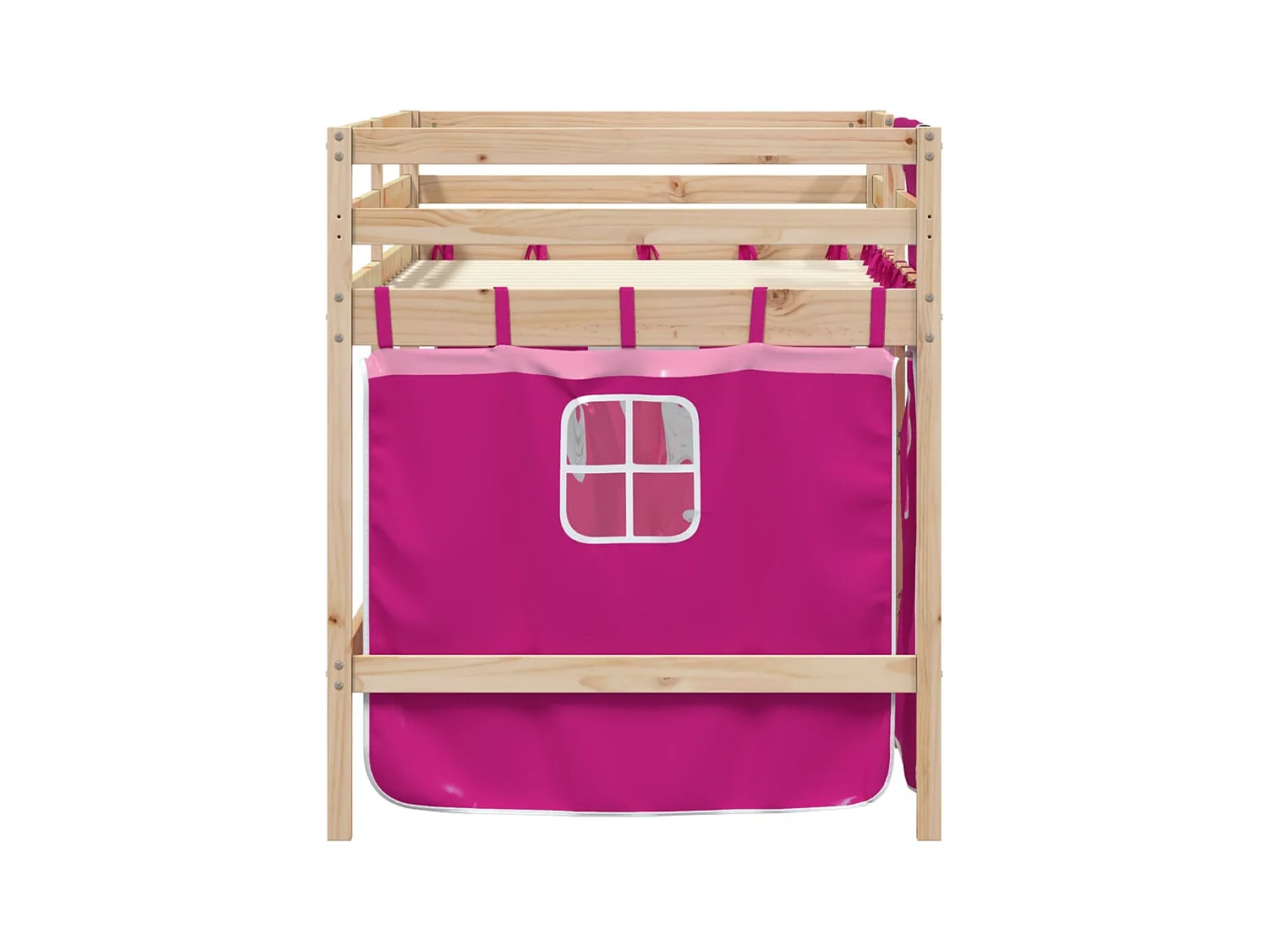 Cama alta infantil con cortinas sin colchón rosa 80x200cm