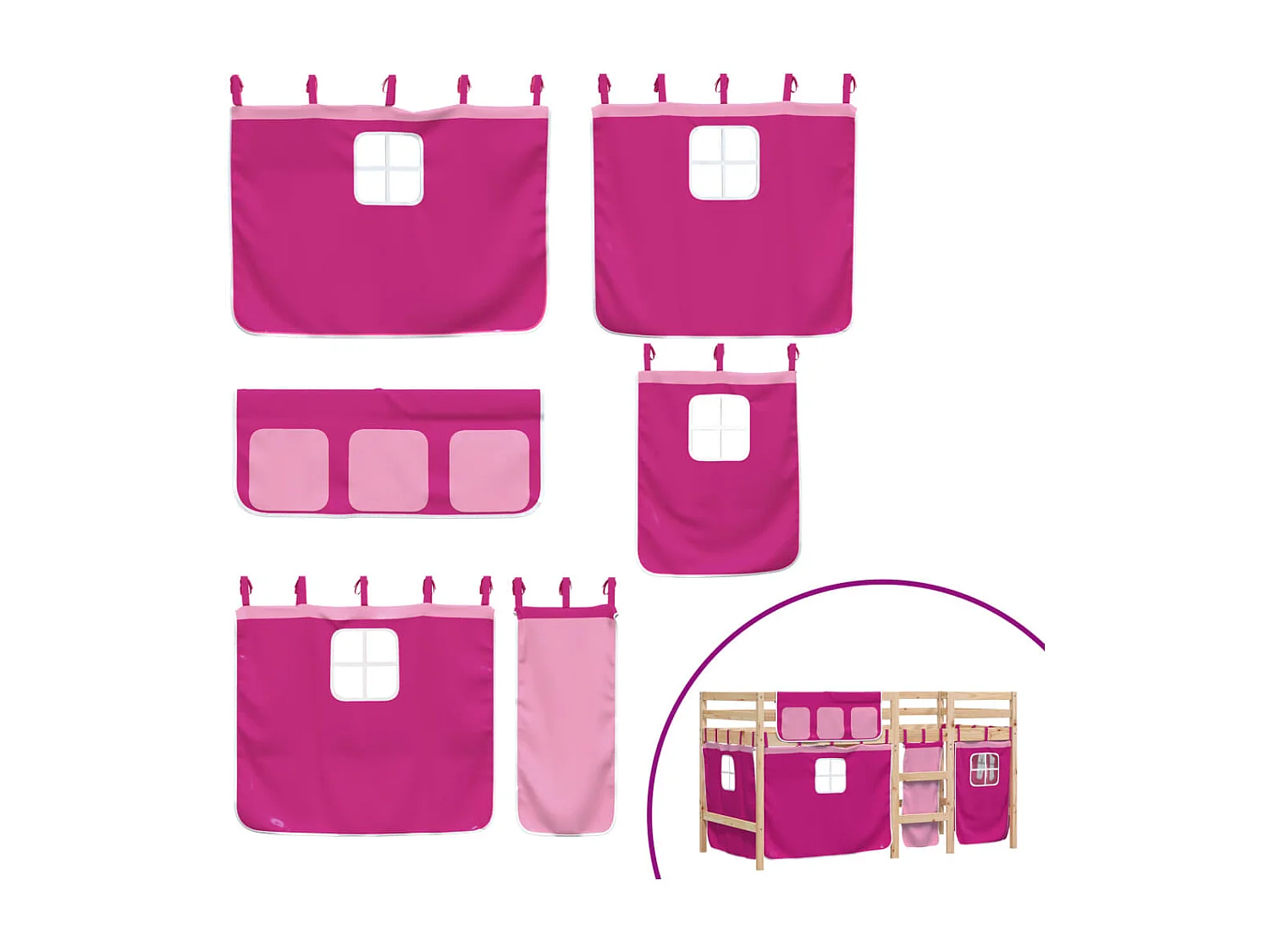 Kinderhoogslaper met gordijnen zonder matras roze 80x200cm