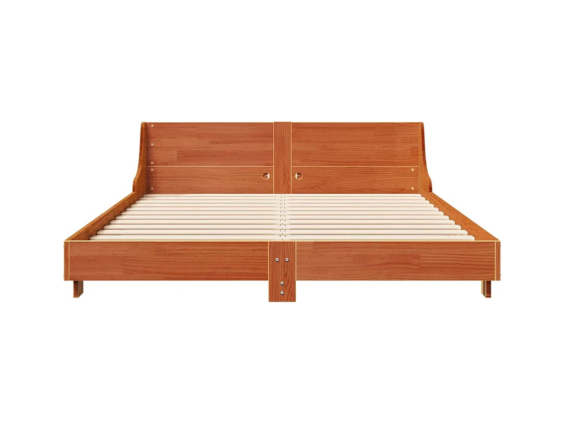Bettgestell ohne Matratze, braun gewachst, 140x200cm, Kiefer massiv