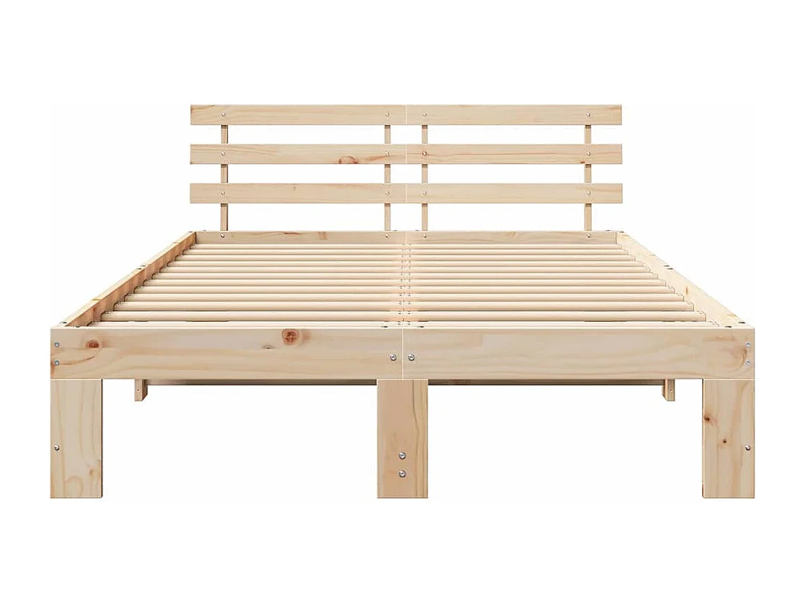Crèmekleurig bedframe 140 x 190 cm massief grenenhout