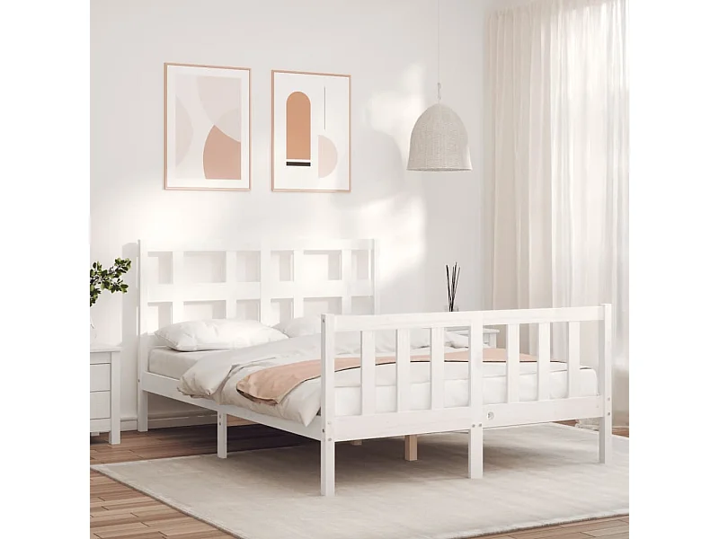 Bedframe zonder matras wit massief grenenhout