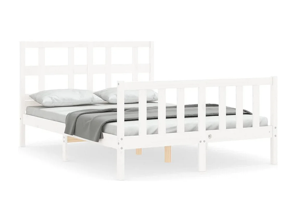 Cadre de lit sans matelas blanc bois de pin massif