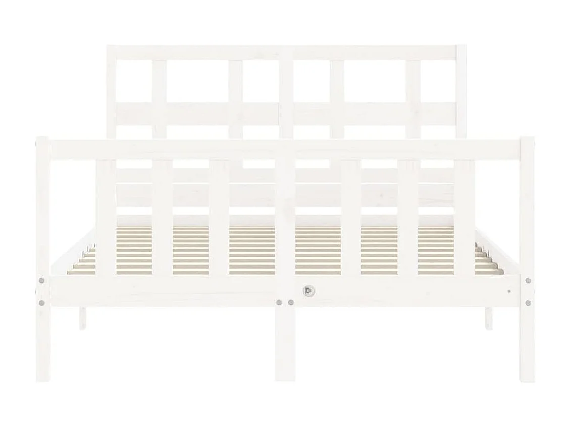 Cadre de lit sans matelas blanc bois de pin massif