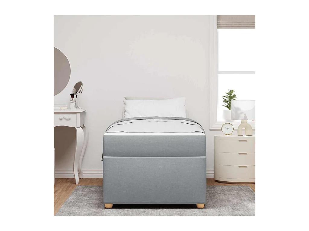 Bedframe met matras Lichtgrijs 90 x 200 cm stof