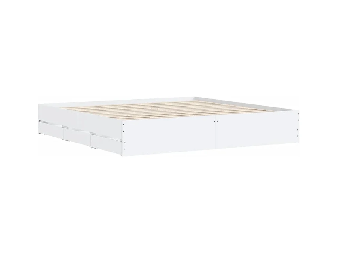 Bedframe met lades zonder matras wit 180x200 cm