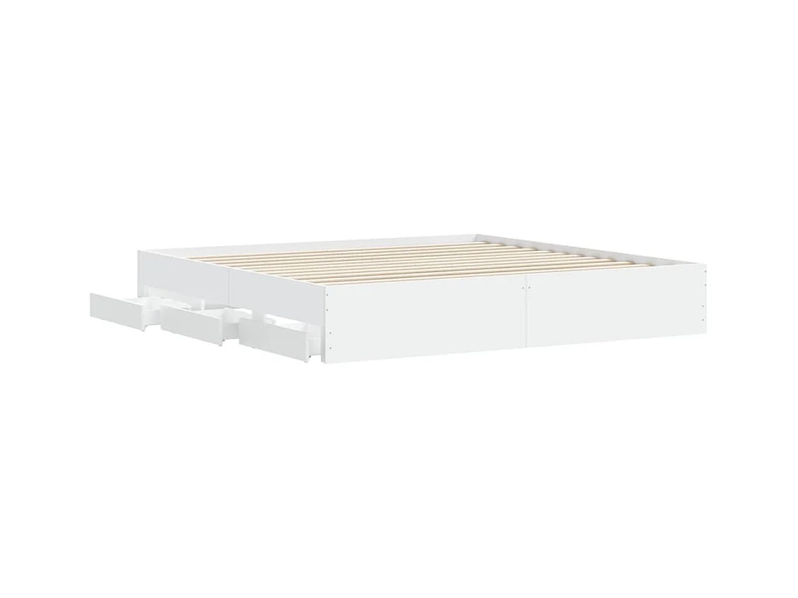 Bedframe met lades zonder matras wit 180x200 cm