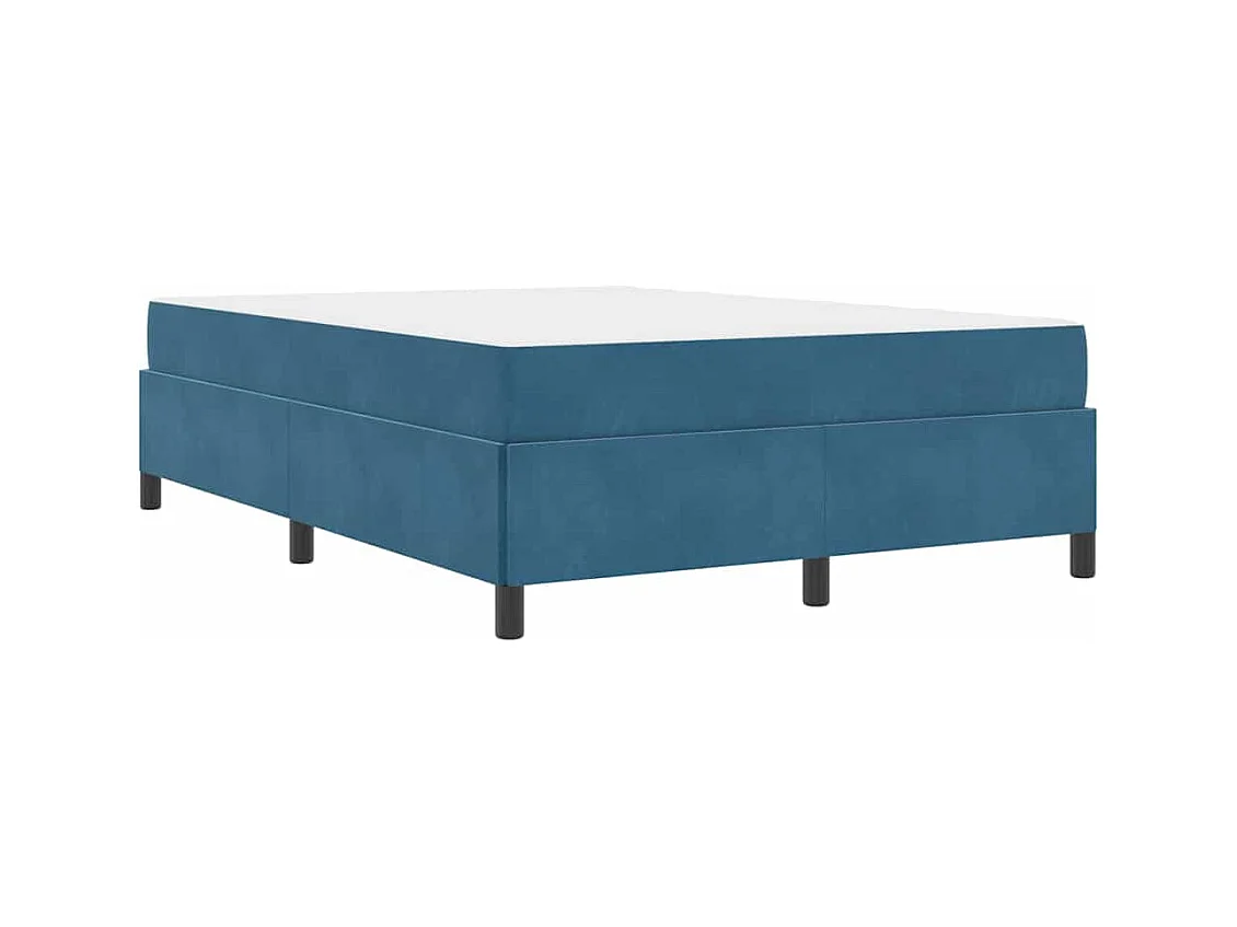 Donkerblauw en wit bedframe 140 x 200 cm fluweel