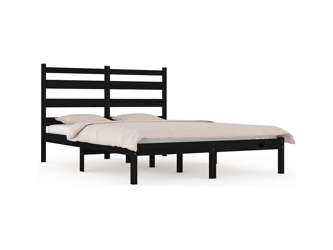 Bedframe zonder matras zwart massief hout 200x200 cm