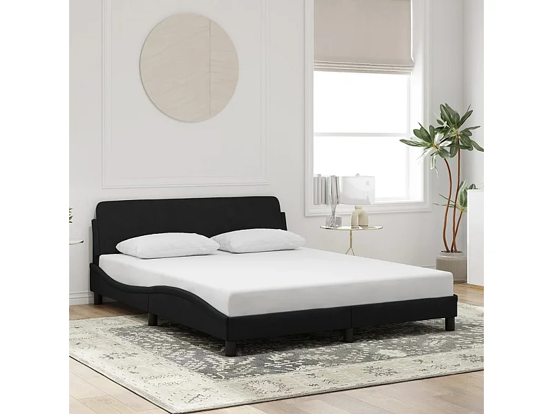 Struttura letto senza materasso nero 160x200 cm velluto