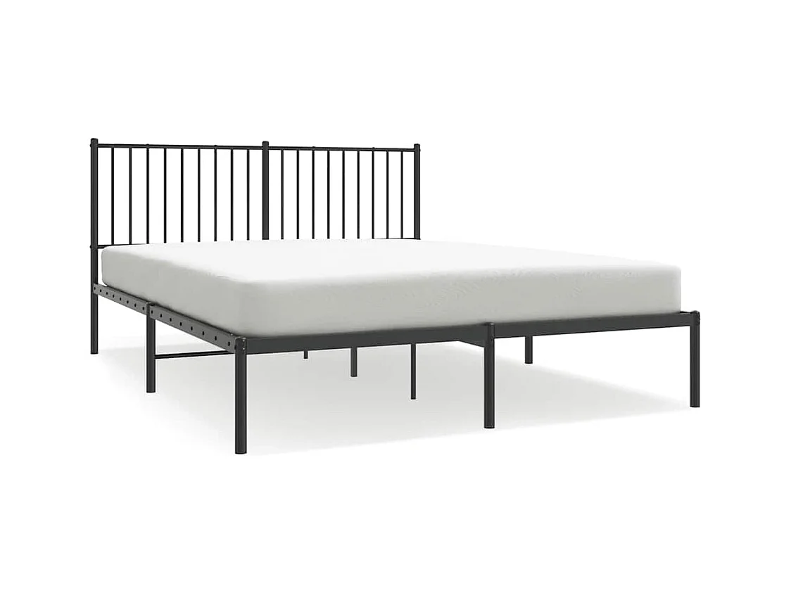 Metalen bedframe zonder matras en zwart hoofdbord 160x200 cm