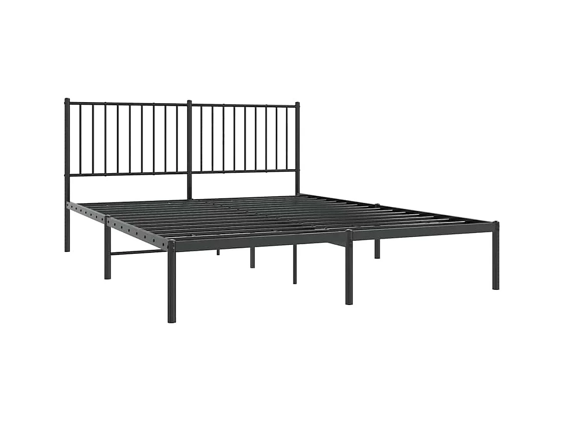 Metalen bedframe zonder matras en zwart hoofdbord 160x200 cm