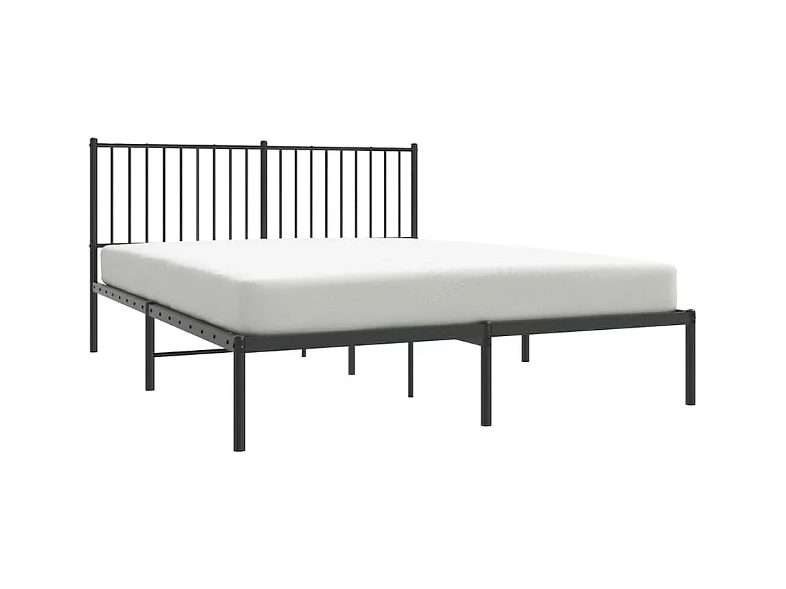 Metalen bedframe zonder matras en zwart hoofdbord 160x200 cm