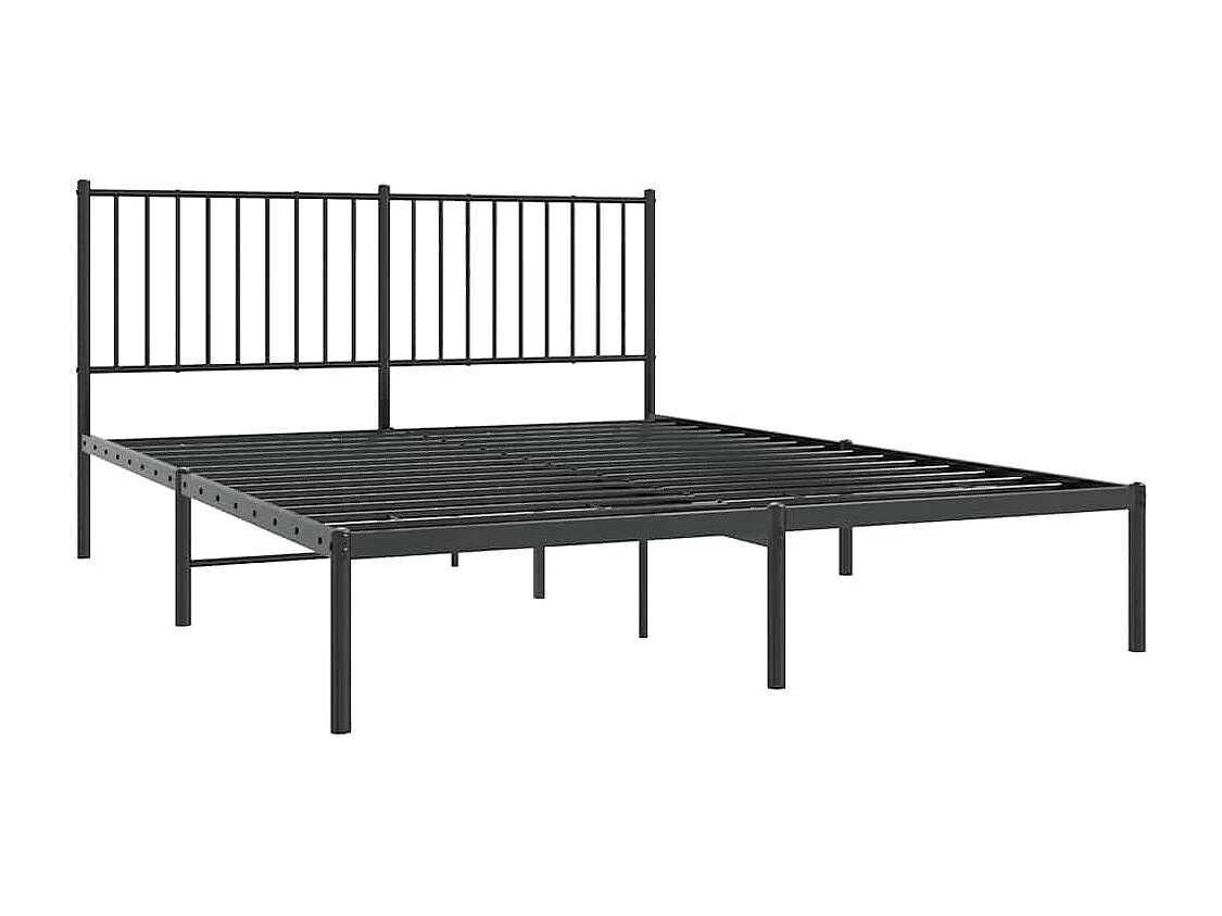 Cadre de lit métal sans matelas et tête de lit noir 160x200 cm