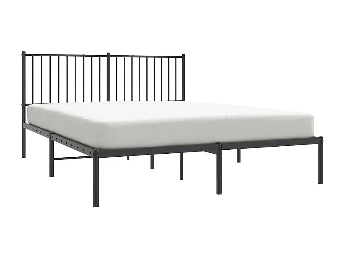 Cadre de lit métal sans matelas et tête de lit noir 160x200 cm