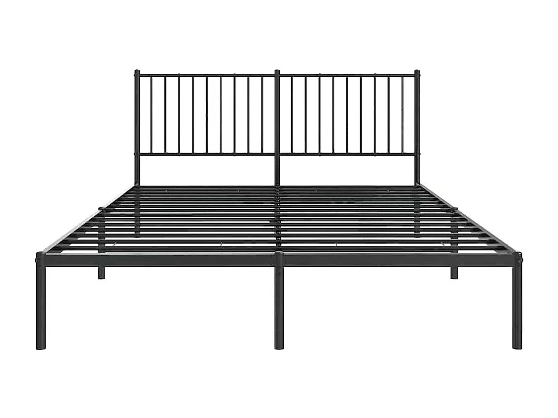 Cadre de lit métal sans matelas et tête de lit noir 160x200 cm