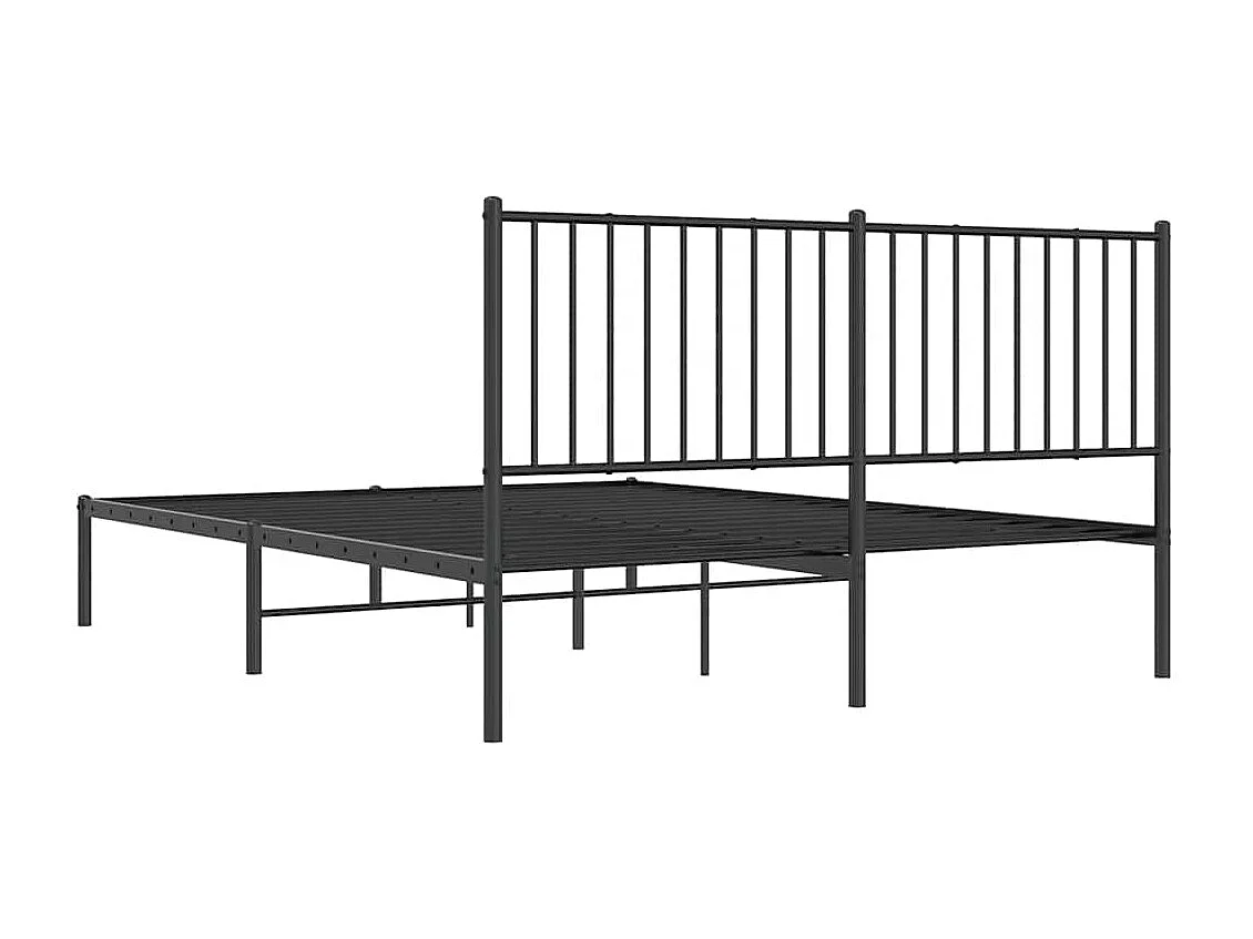 Cadre de lit métal sans matelas et tête de lit noir 160x200 cm