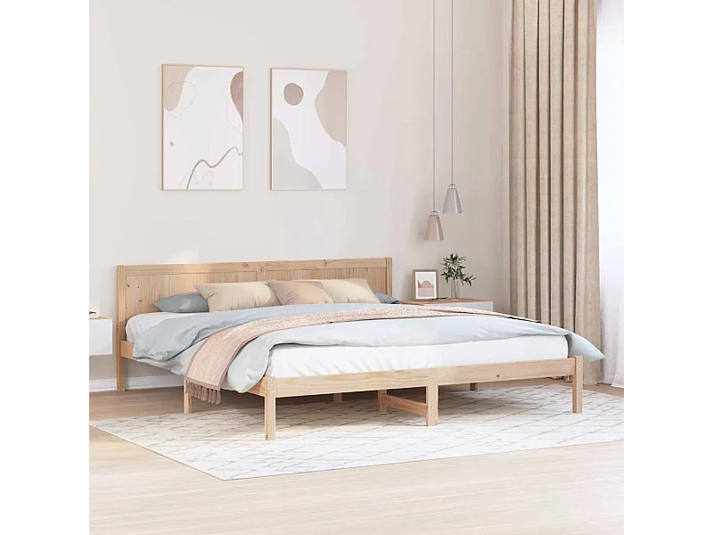 Bruin bedframe 200 x 200 cm massief grenenhout