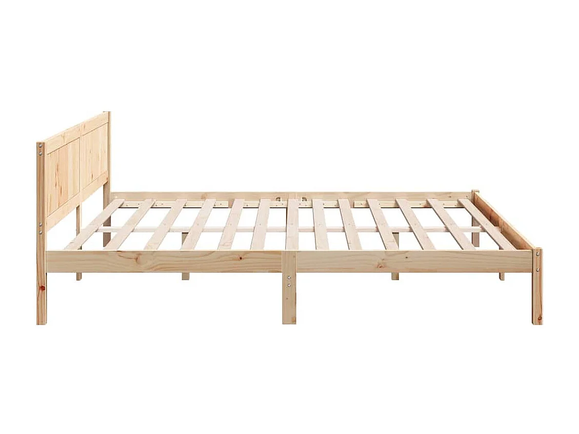 Struttura letto marrone 200 x 200 cm in legno massello di pino