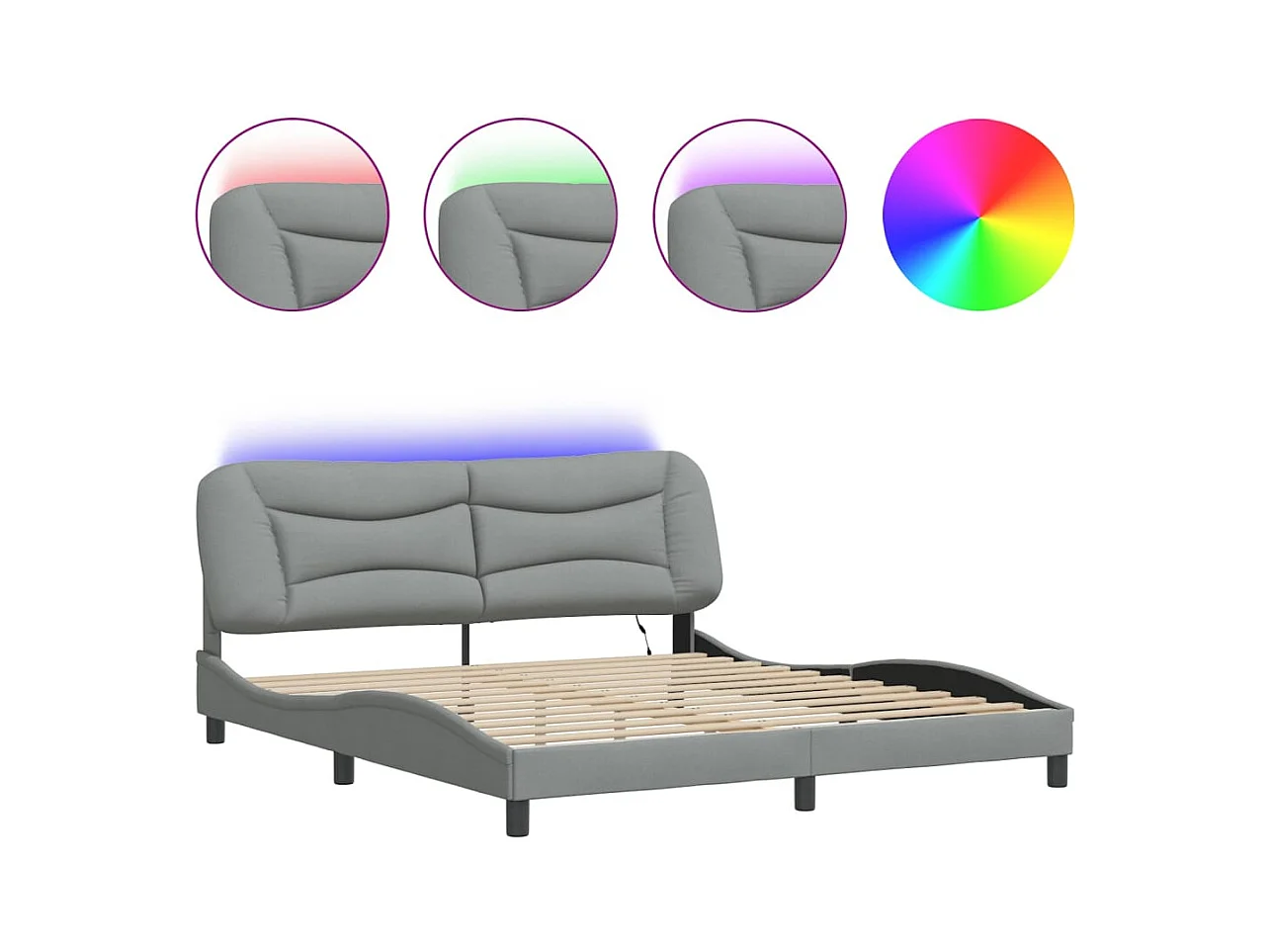 Struttura letto con LED senza materasso tessuto grigio chiaro 180x200 cm