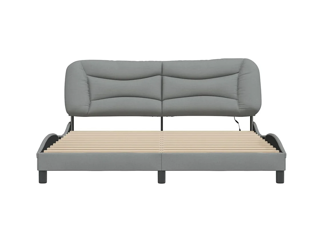Struttura letto con LED senza materasso tessuto grigio chiaro 180x200 cm