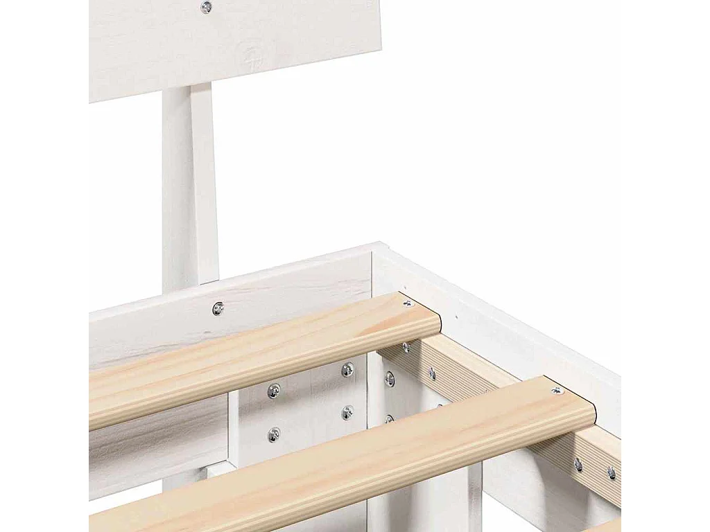 Wit bedframe 160 x 200 cm Massief grenenhout
