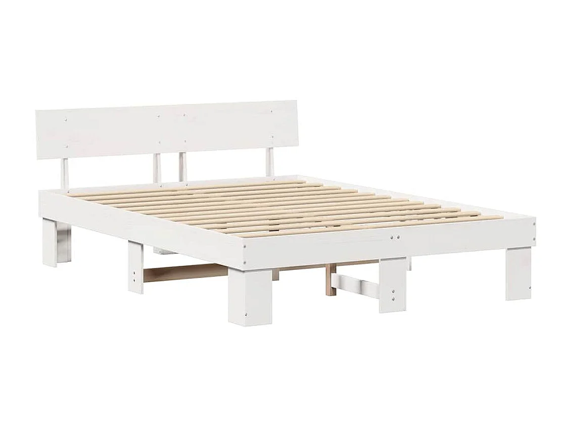 Struttura letto bianca 160 x 200 cm Legno massello di pino