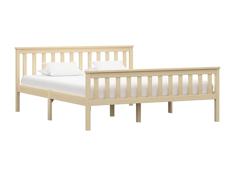 Cadre de lit sans matelas naturel bois massif de pin 160x200 cm