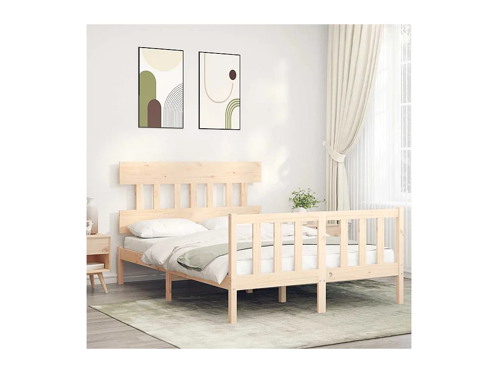 Struttura letto senza materasso 140x190 cm in legno massello di pino