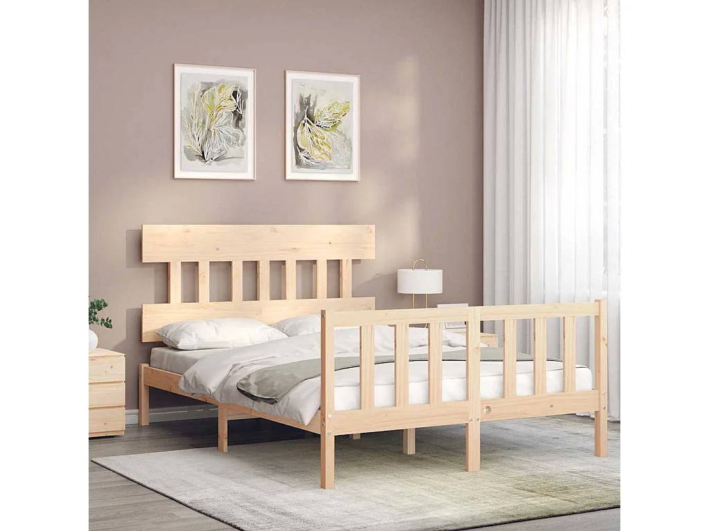 Cadre de lit sans matelas 140x190 cm bois de pin massif