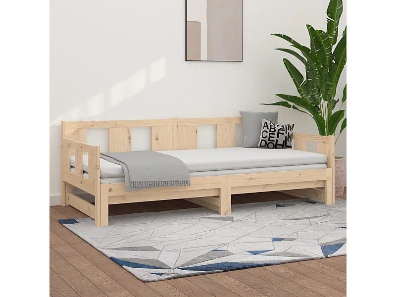 Letto scorrevole senza materasso in legno massello di pino 2x(90x190) cm