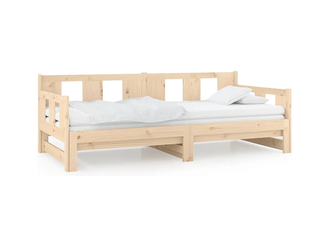 Letto scorrevole senza materasso in legno massello di pino 2x(90x190) cm