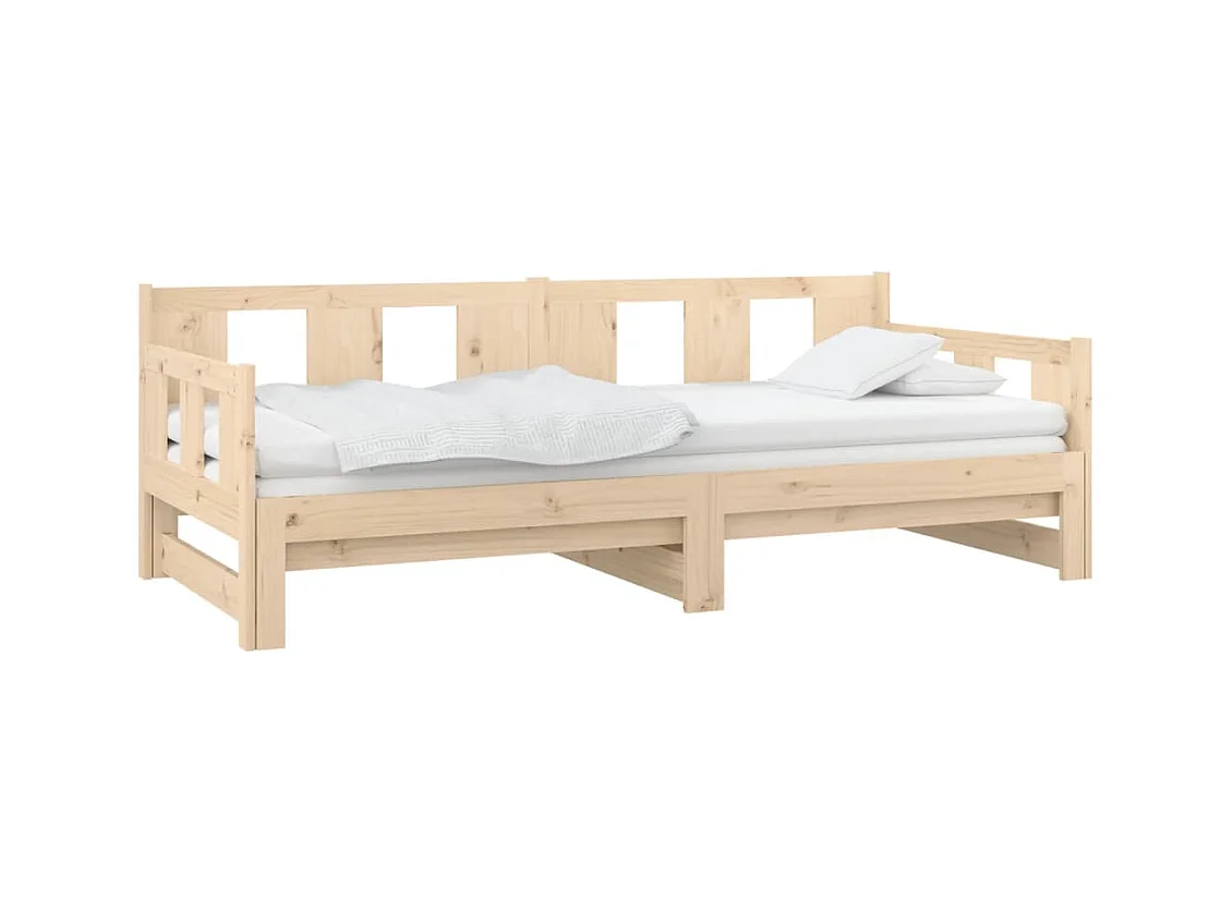 Letto scorrevole senza materasso in legno massello di pino 2x(90x190) cm