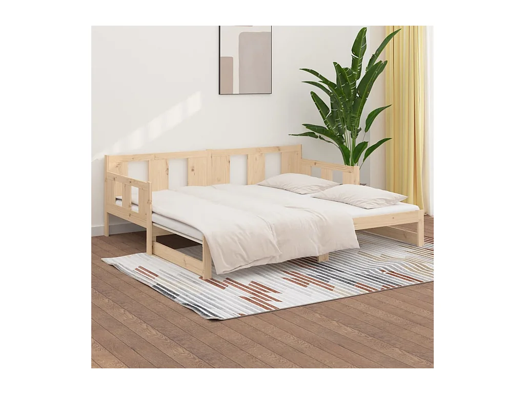 Letto scorrevole senza materasso in legno massello di pino 2x(90x190) cm