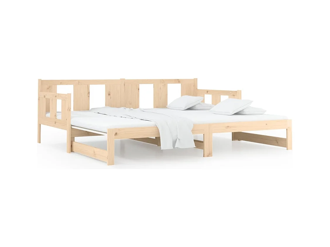 Letto scorrevole senza materasso in legno massello di pino 2x(90x190) cm