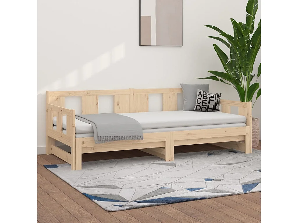 Lit coulissant sans matelas bois de pin massif 2x(90x190) cm