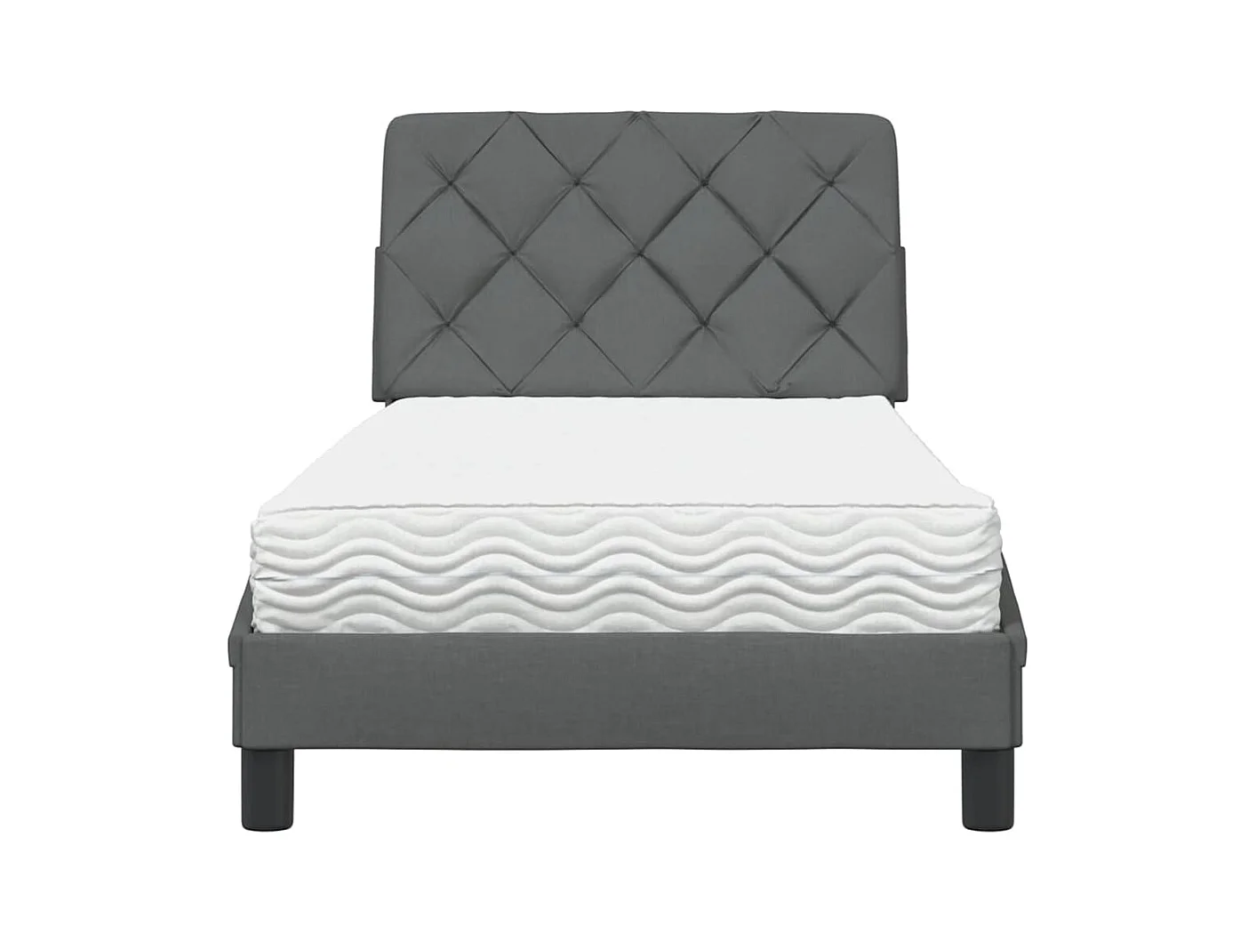 Letto con materasso grigio scuro 90x190 cm tessuto