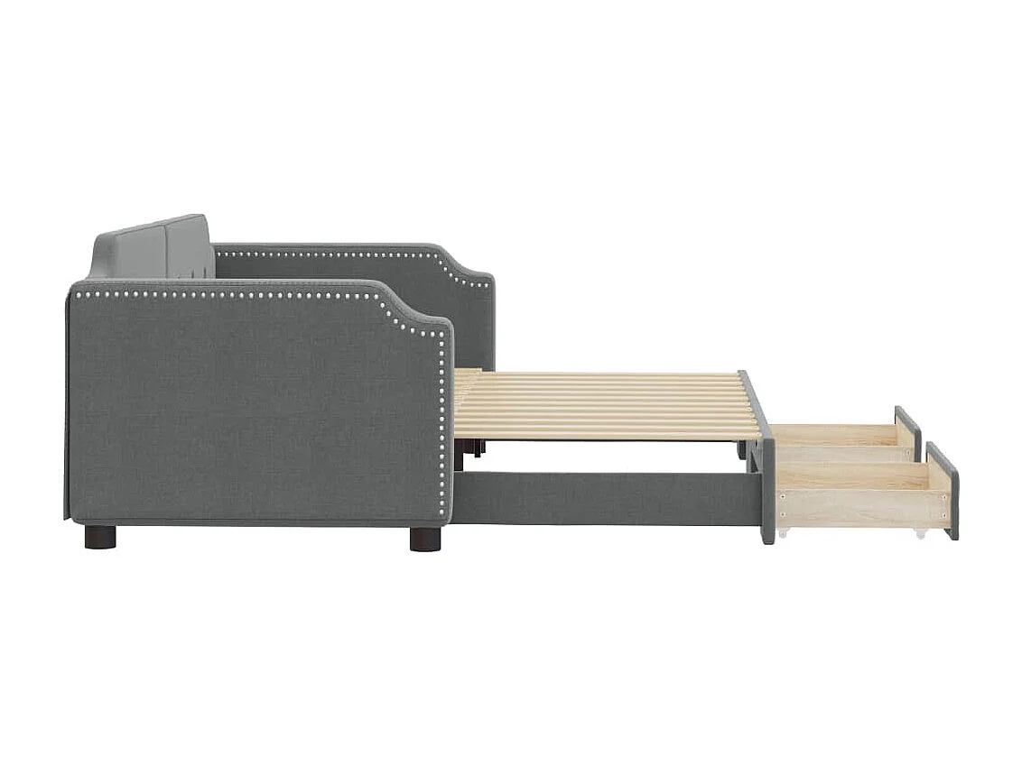 Lit de jour avec gigogne et tiroirs sans matelas 90x200 cm