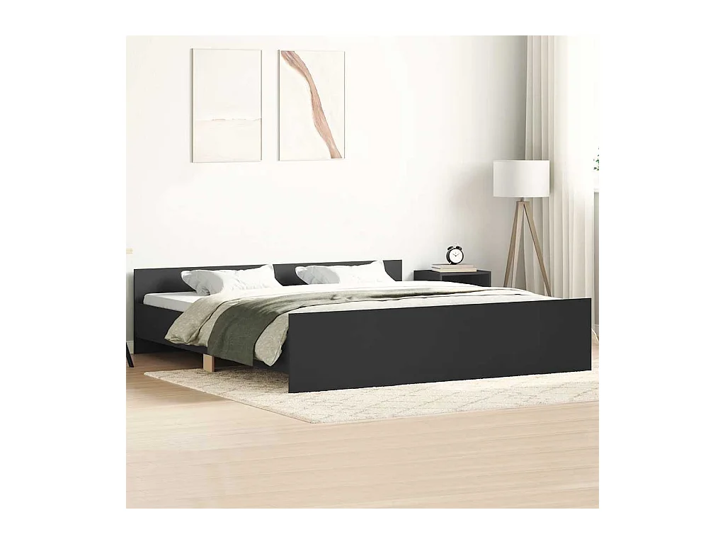 Cadre de lit sans matelas noir 200x200 cm