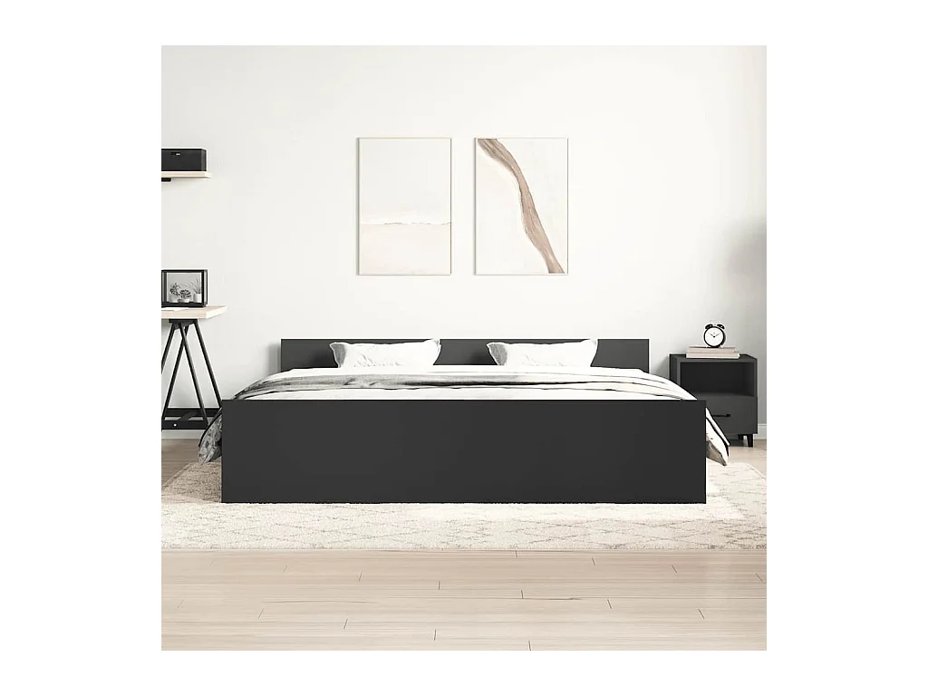 Cadre de lit sans matelas noir 200x200 cm