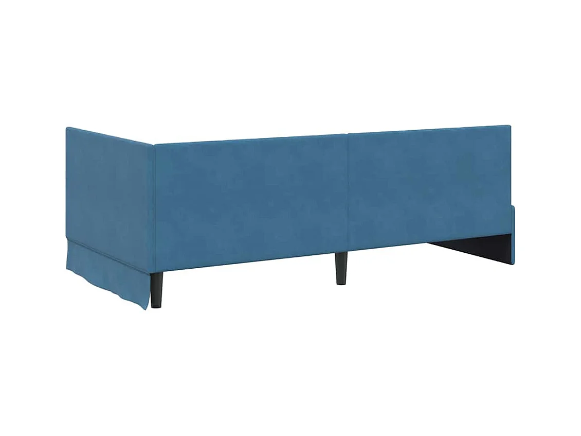 Hoekbedframe met hoofdbord Blauw 90 x 200 cm Fluweel