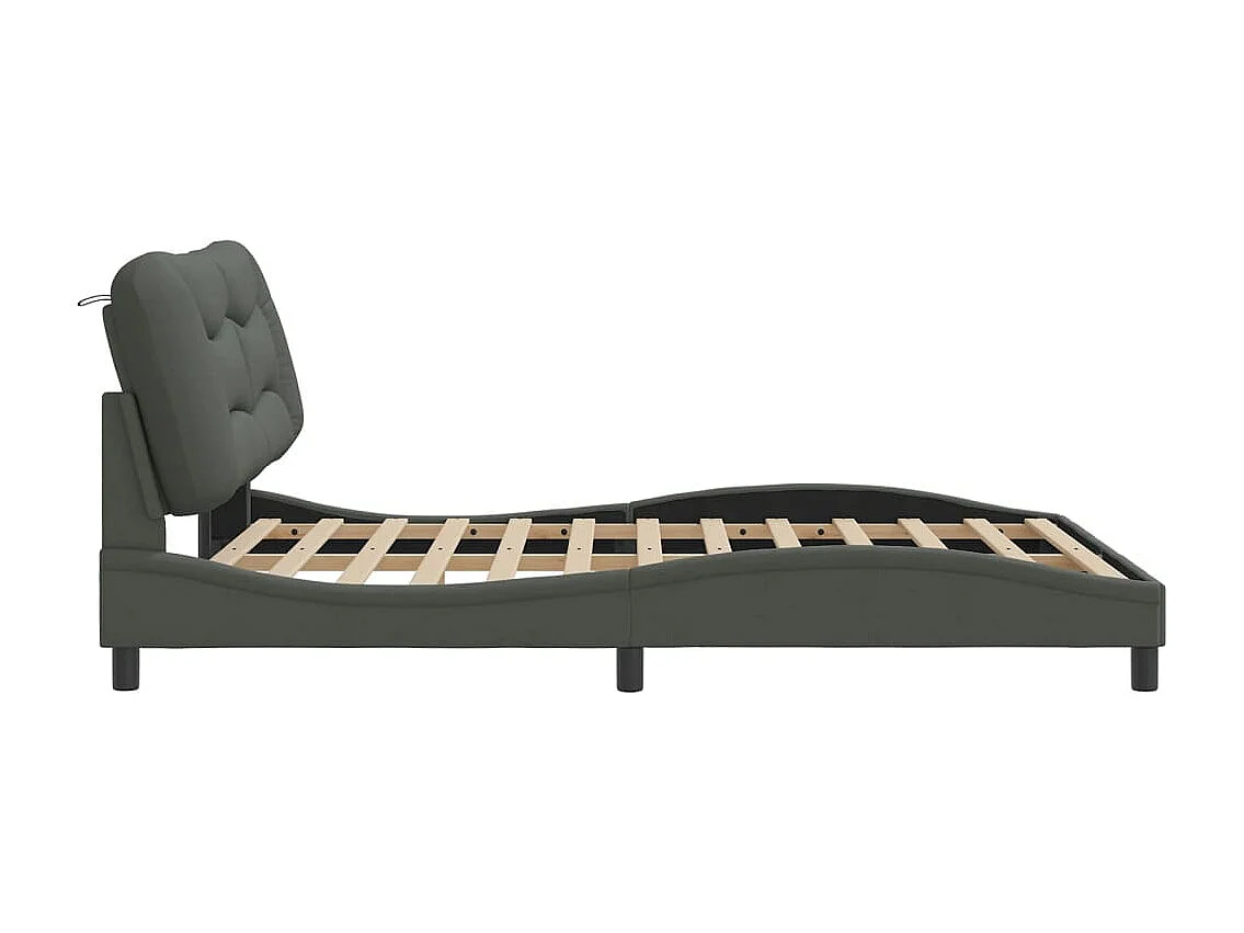 Struttura letto con LED senza materasso tessuto grigio scuro 160x200 cm