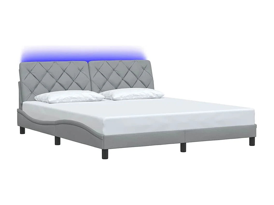 Cadre de lit avec LED sans matelas gris clair 180x200 cm tissu