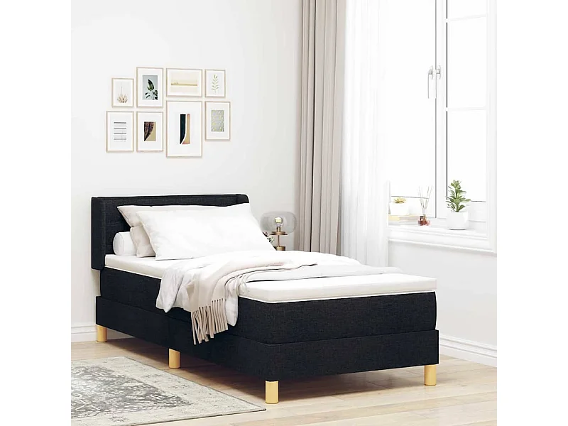 Springbed met matras Zwart-Wit 90 x 200 cm stof