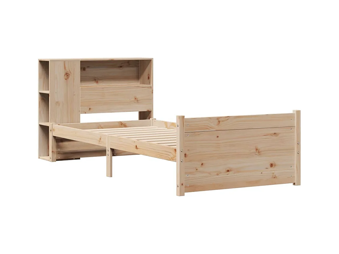 Letto a libreria senza materasso 90x190 cm in legno massello di pino