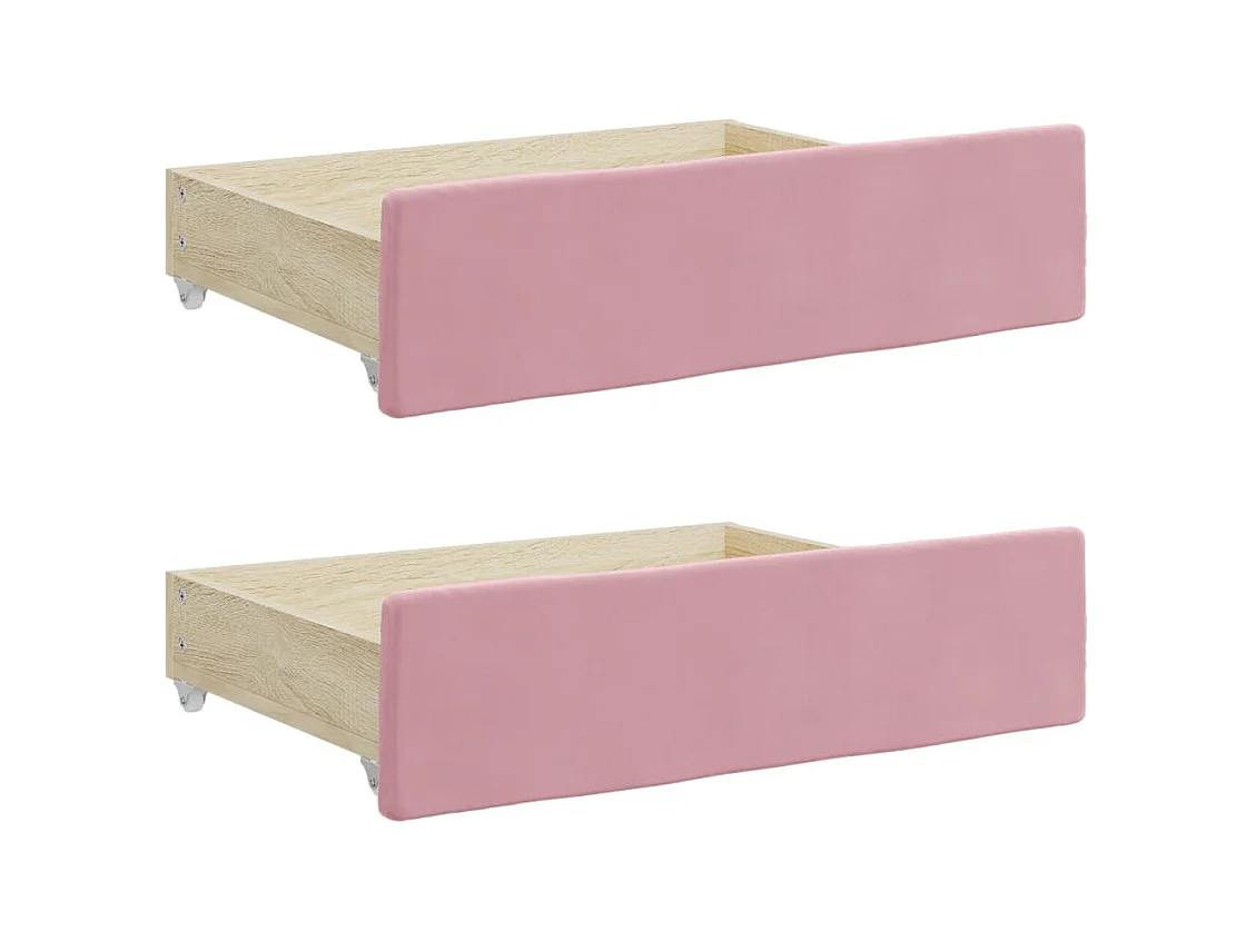 Dagbed met onderschuifbed en lades roze 100x200 cm fluweel