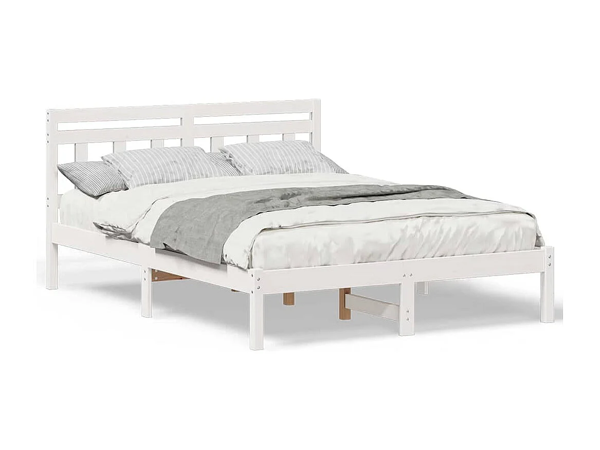 Cadre de lit avec tête de lit Blanc Bois de pin