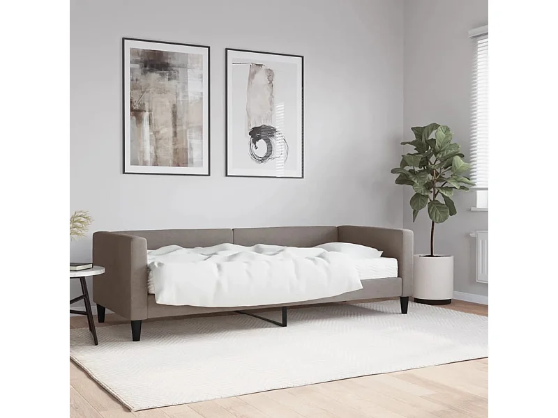 Lit de jour avec matelas taupe 80x200 cm tissu