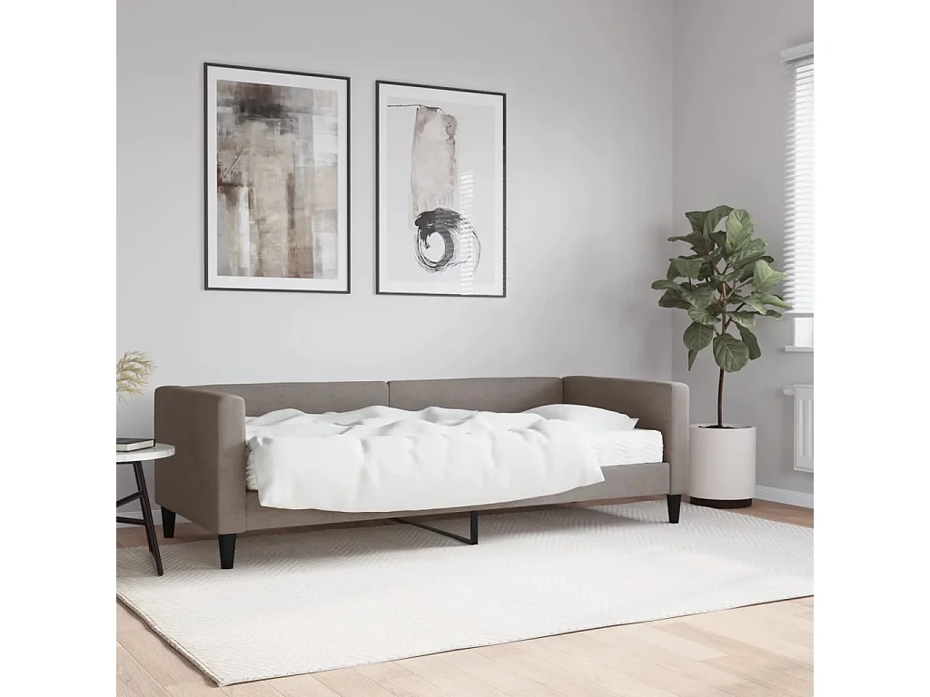 Lit de jour avec matelas taupe 80x200 cm tissu