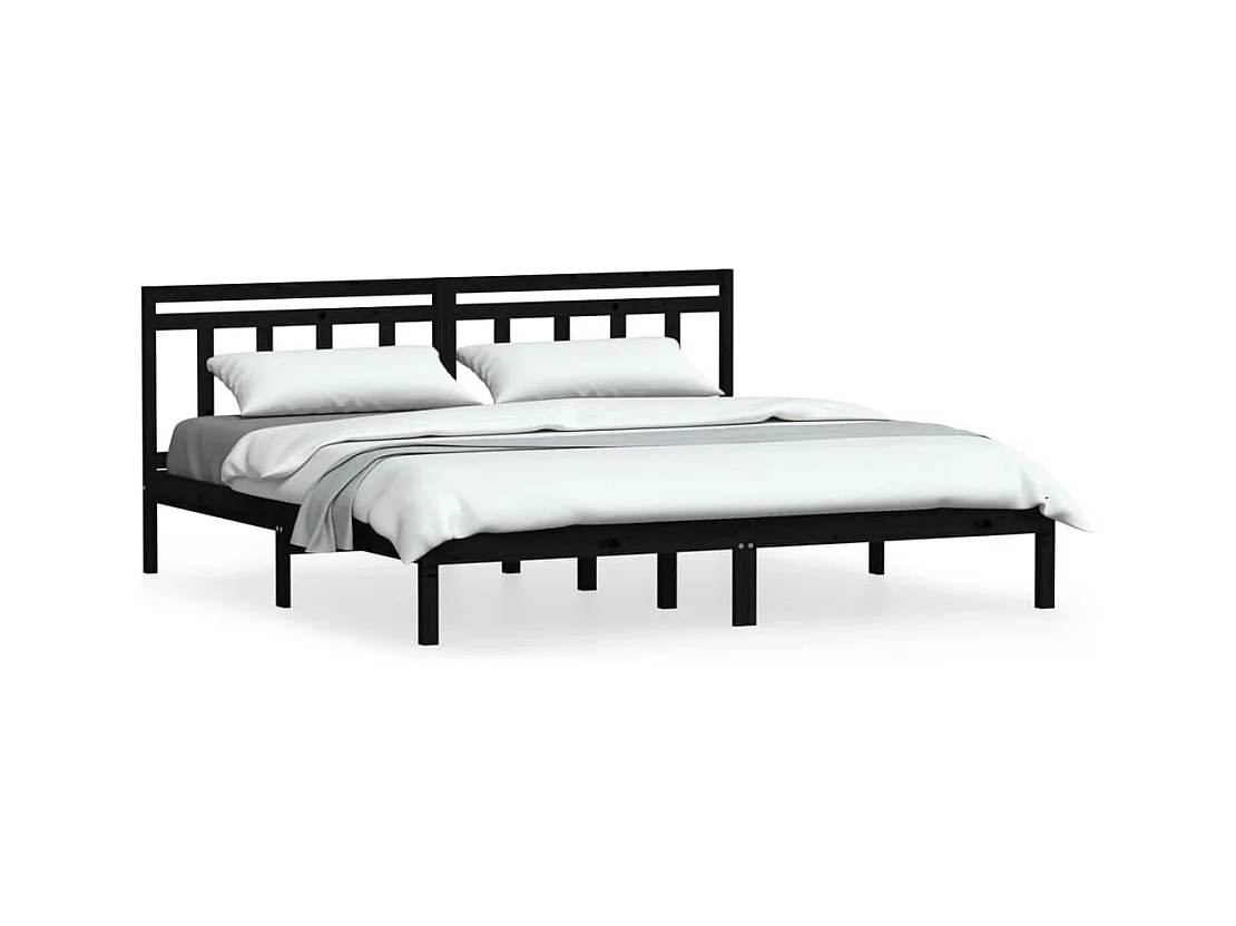 Bedframe zonder matras zwart massief hout 200x200 cm